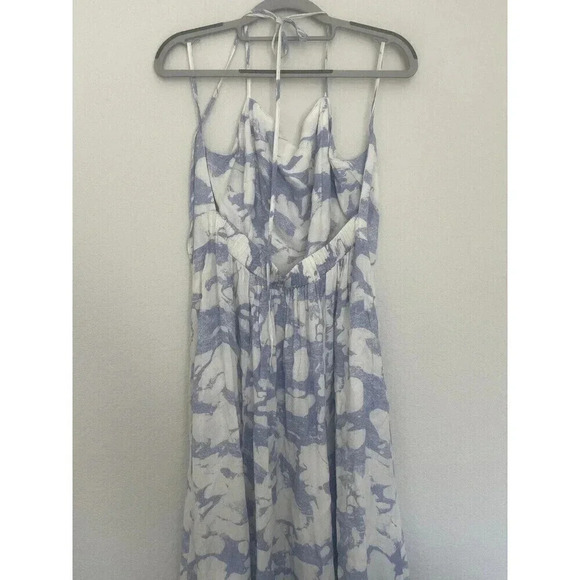 Open Edit Womens Size Large Sundress Marble Print Open Back White and Blue - Picture 8 of 12
